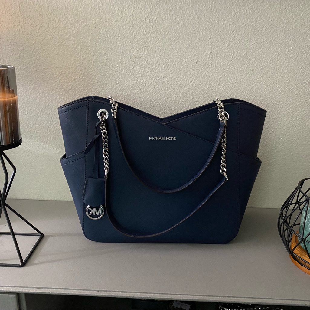 Michael Kors Navy Jet Set Large Saffiano Leather Shoulder Bag